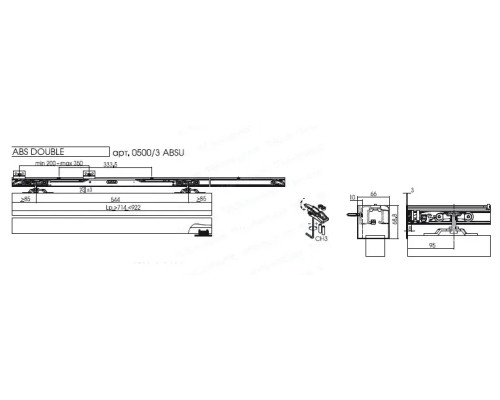 Розсувна система на 1-двері 80-120кг Art.0500 120 ABS + ABS доводчик KOBLENZ