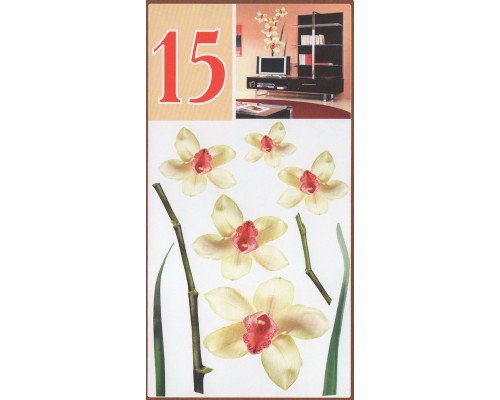 Декоративні наклейки АРТ-декор №15 "Орхідея Біла" 50x70см