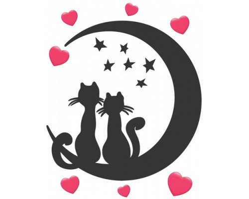 Наклейка інтер'єрна ZV №6 Коти на місяці